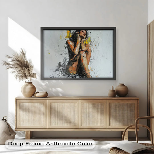 Poise in Silence – Textured Nude Figure Oil Painting - MyPhotoStation