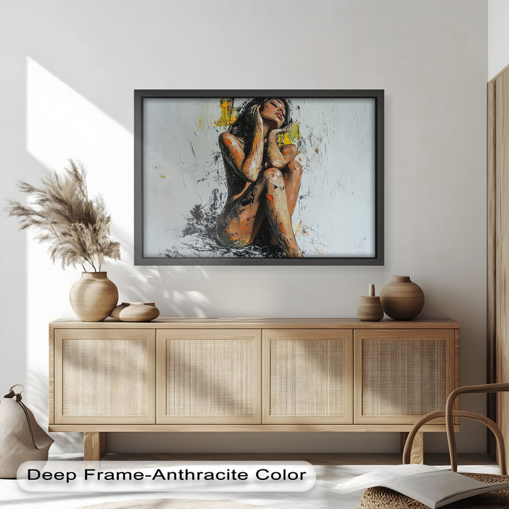 Poise in Silence – Textured Nude Figure Oil Painting