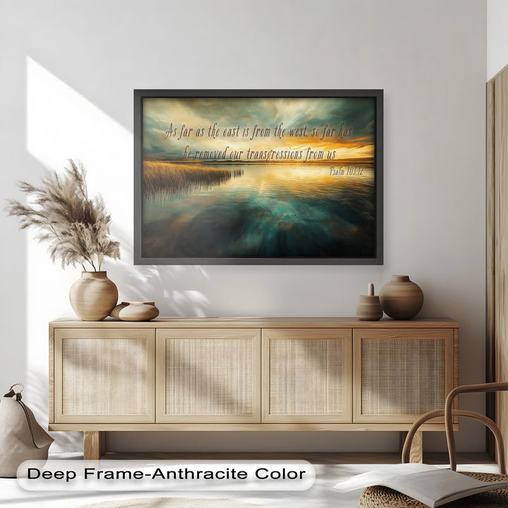 Psalm 103:12 – Divine Forgiveness Bible Verse Oil Painting
