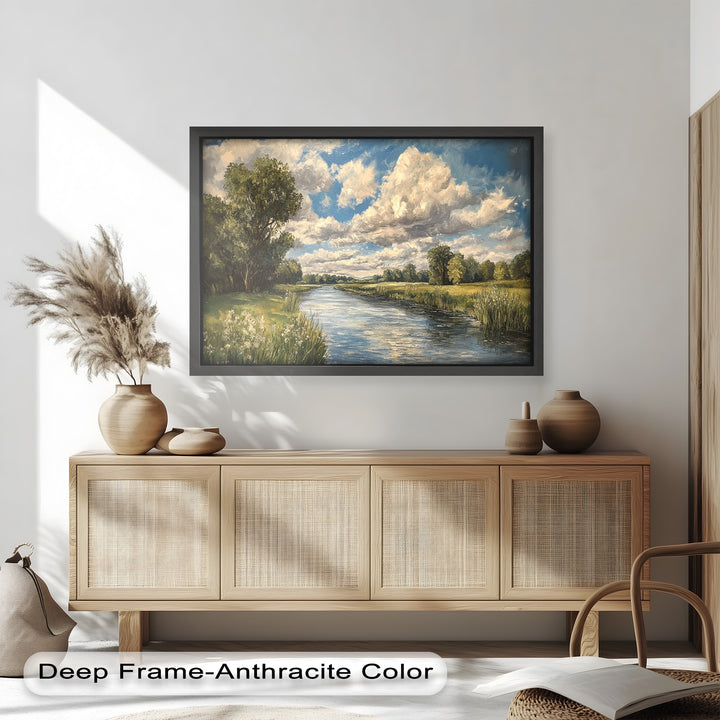 Ruhige Flusslandschaft – Moderne Natur-Ölgemälde