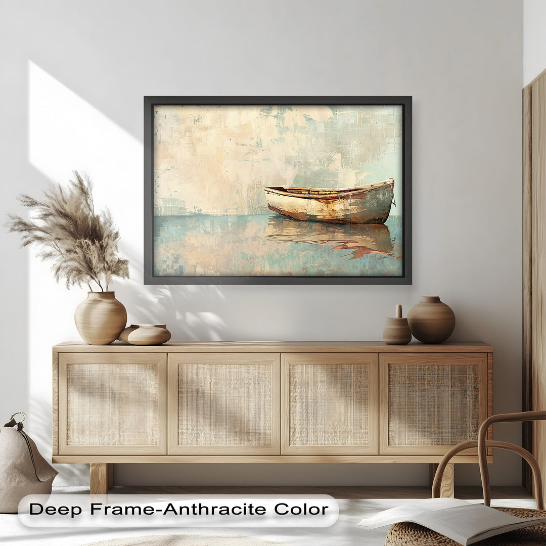 Old Wood Boat – Framed Oil Painting