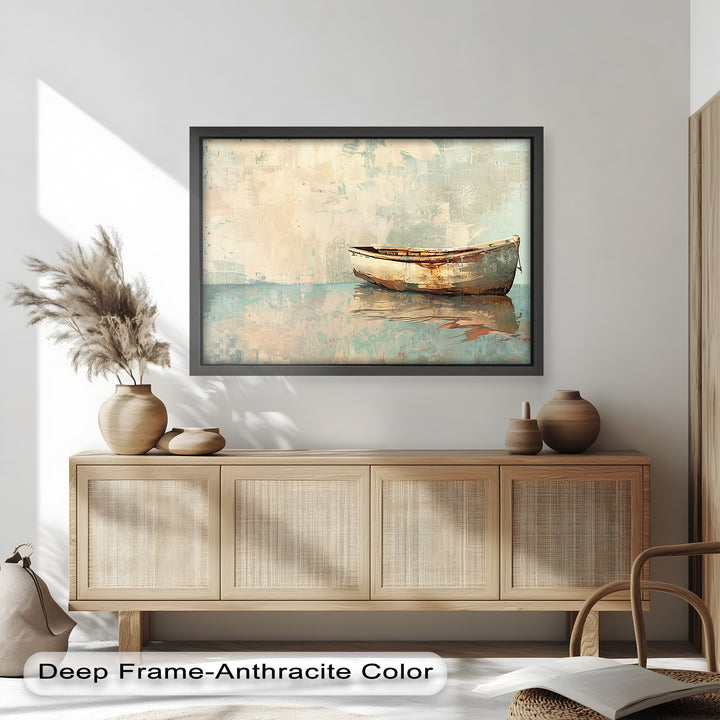 Old Wood Boat – Framed Oil Painting