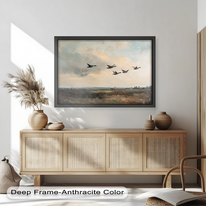 Flight Over the Marshlands – Ducks in Motion Oil Painting