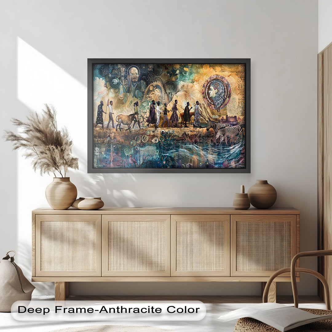 Echoes of Migration – Symbolic Journey Through Time Oil Painting