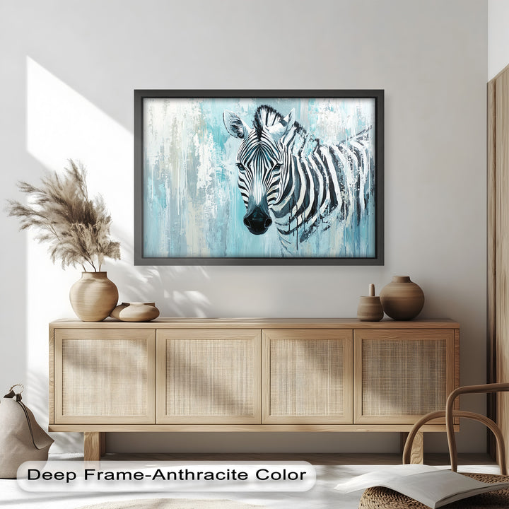 Zebra in Blue Abstract Style - Animal Oil Painting