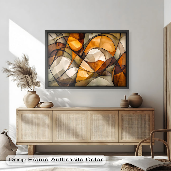 Golden Flow – Geometrisches Ölgemälde