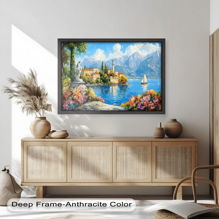 A celebration of color, light, and leisure, this painting invites you to escape to a timeless coastal paradise.