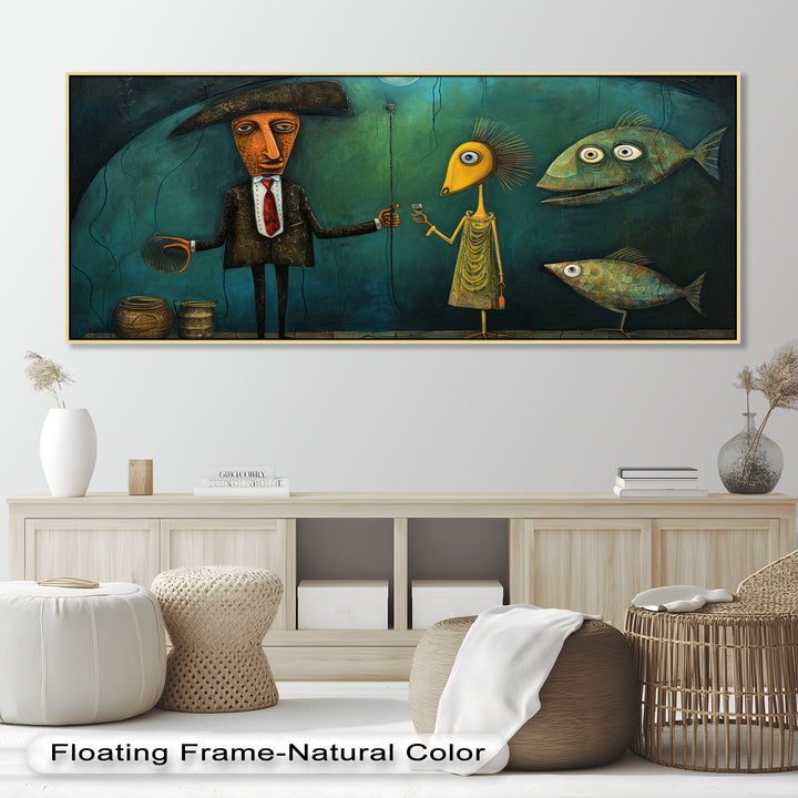 Underwater Toast – Whimsical Surrealist Picasso Oil Painting