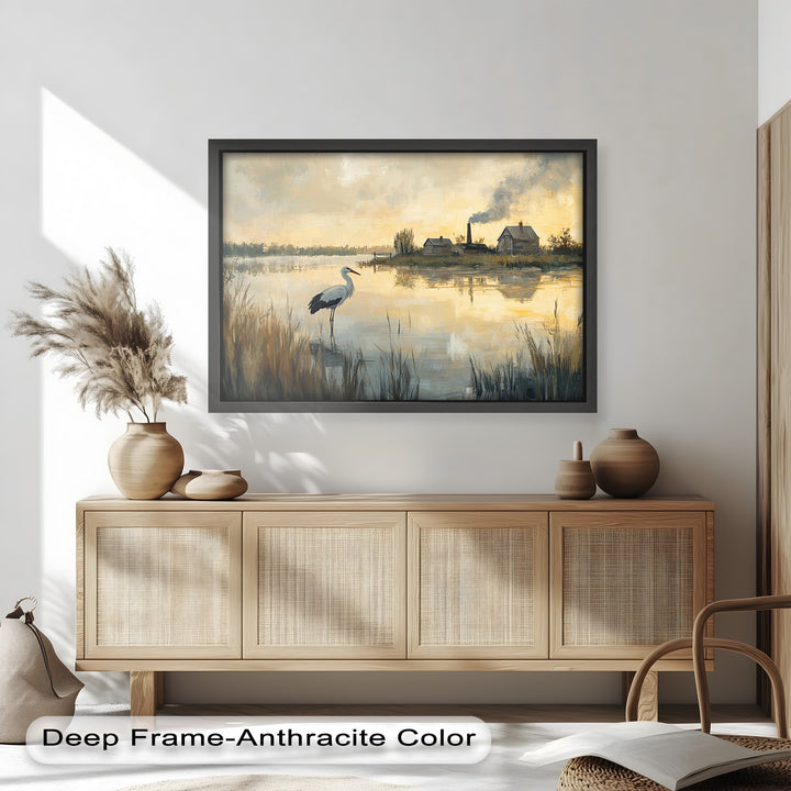 Stork at Dusk – Animal Oil Painting