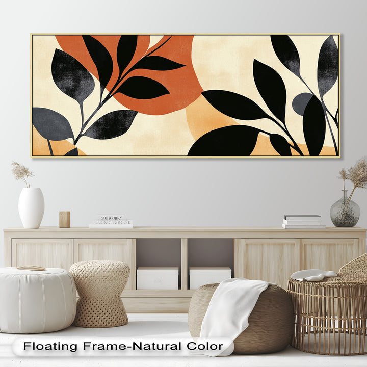 Earth-Tone Botanical Silhouette – Modern Boho Oil Painting