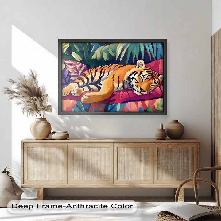 Resting Tiger Oil Painting – Fauvist Jungle Art
