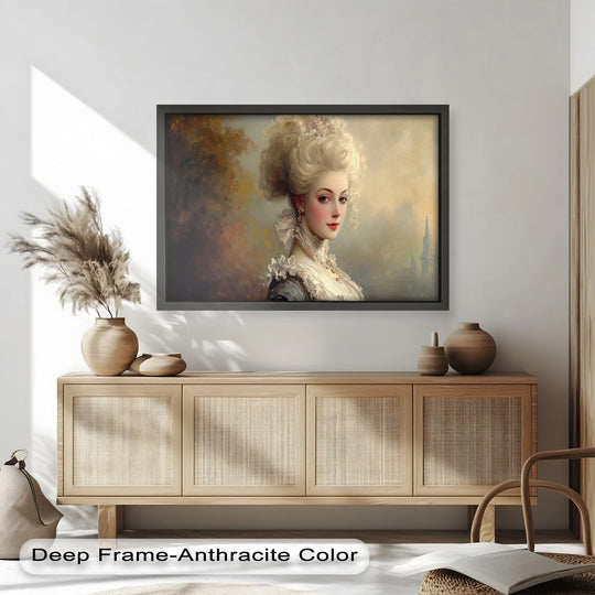 Rococo Grace Oil Painting – Portrait of a Noblewoman in Ivory Lace - MyPhotoStation