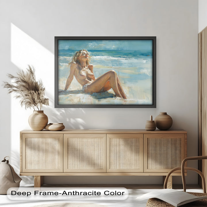 Sun-Kissed Serenity – Beachside Nude Figurative Oil Painting