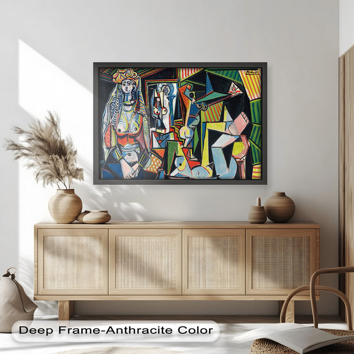The Mirror Within – Bold Cubist Interior Picasso Oil Painting