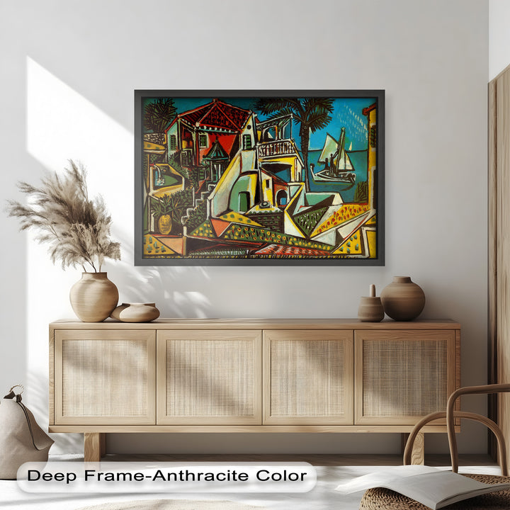 Mediterranes Dorf von Pablo Picasso – Küsten-Ölgemälde
