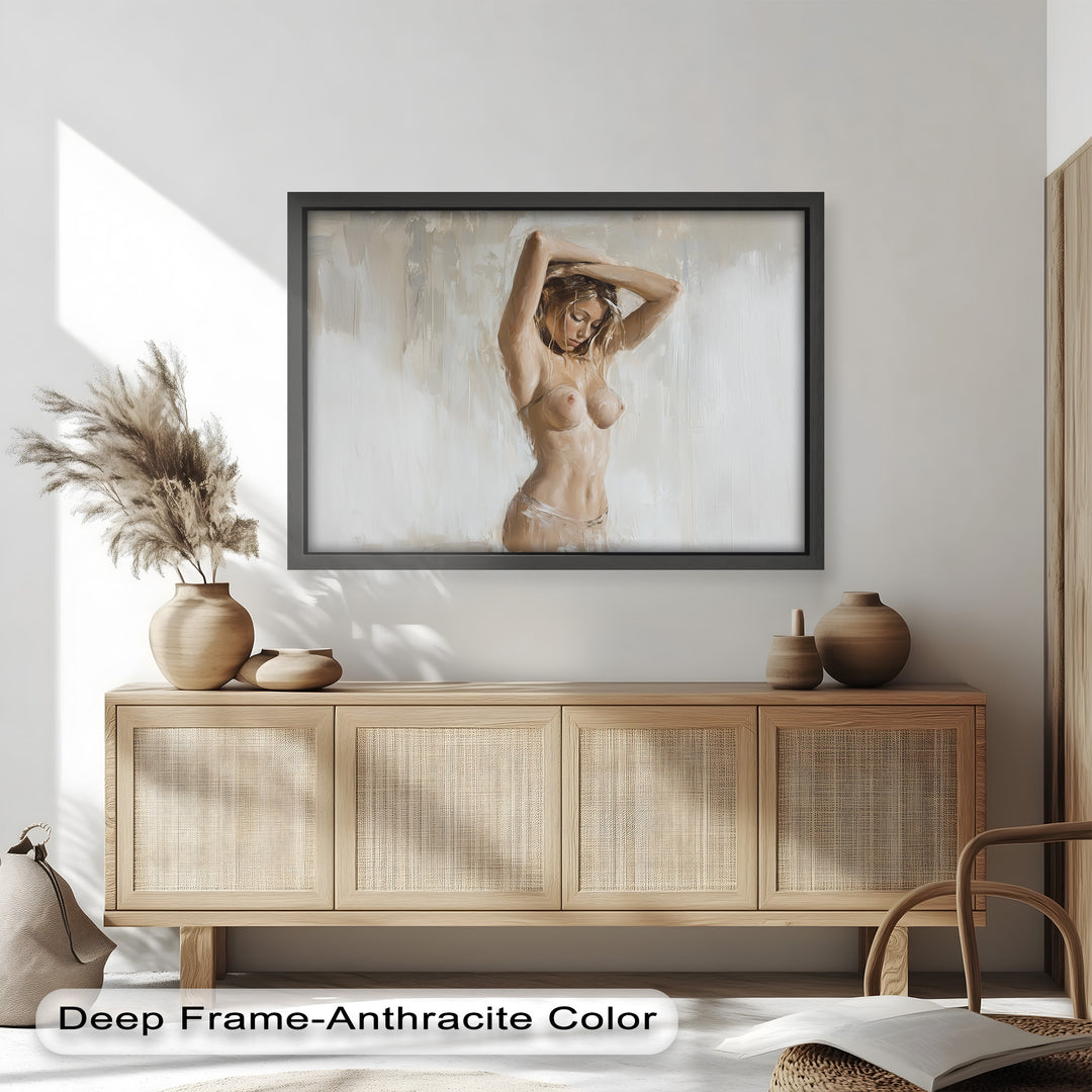 Still Grace – Serene Nude in Soft Neutral Oil Painting