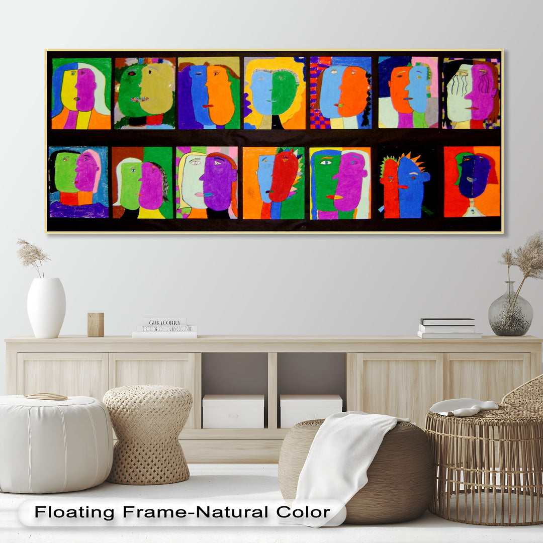 A modern, childlike take on cubism with 14 imaginative portraits, each bursting with energy and playful distortion.