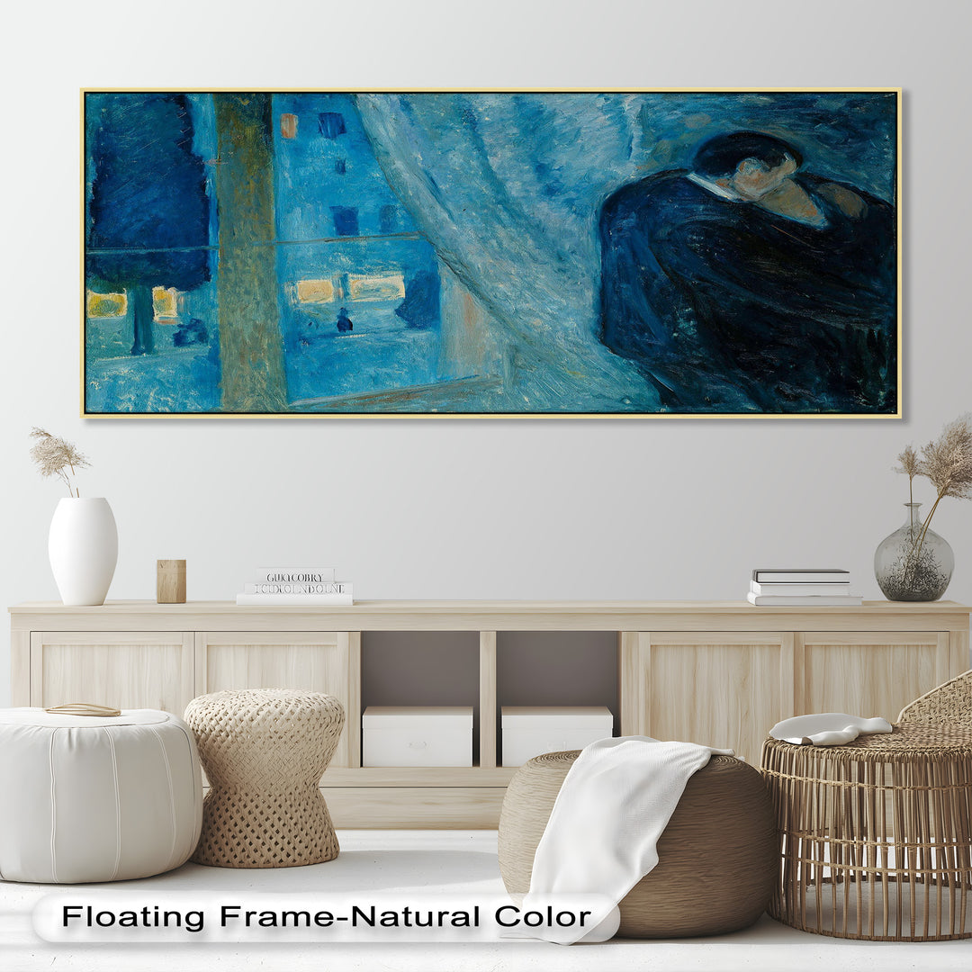 Blue Lovers by the Window – Expressionist Oil Painting