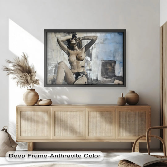 Urban Solitude – Contemporary Nude Oil Painting in Monochrome Hues - MyPhotoStation