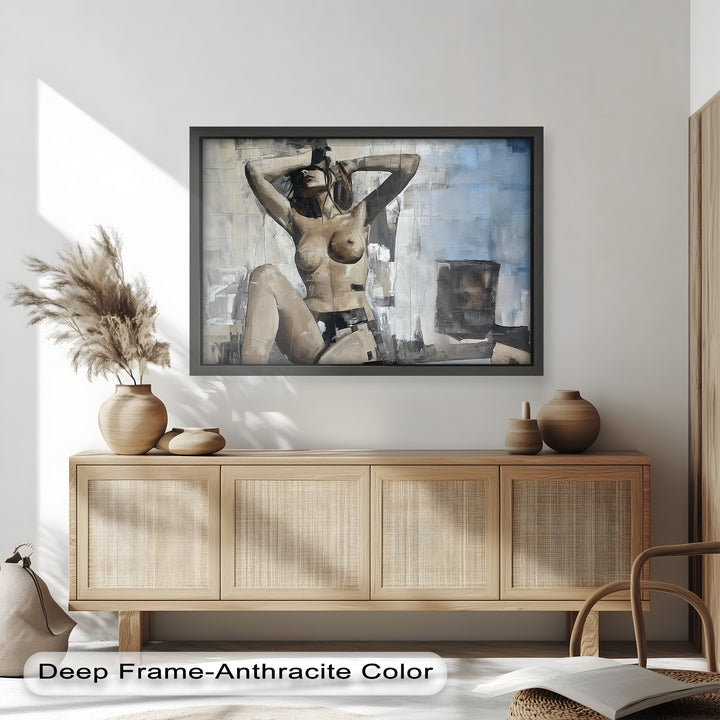 Urban Solitude – Contemporary Nude Oil Painting in Monochrome Hues