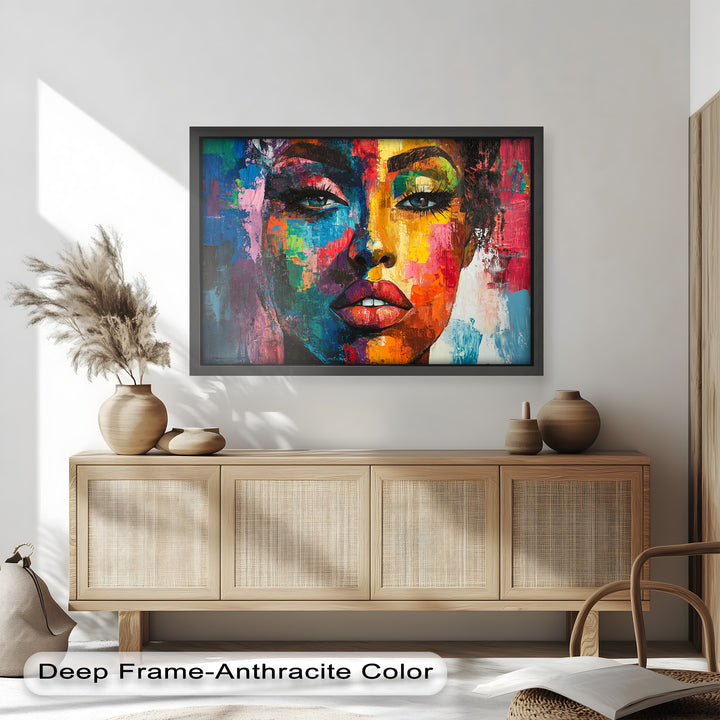 Color Reign – Vibrant Female Portrait Abstract Oil Painting