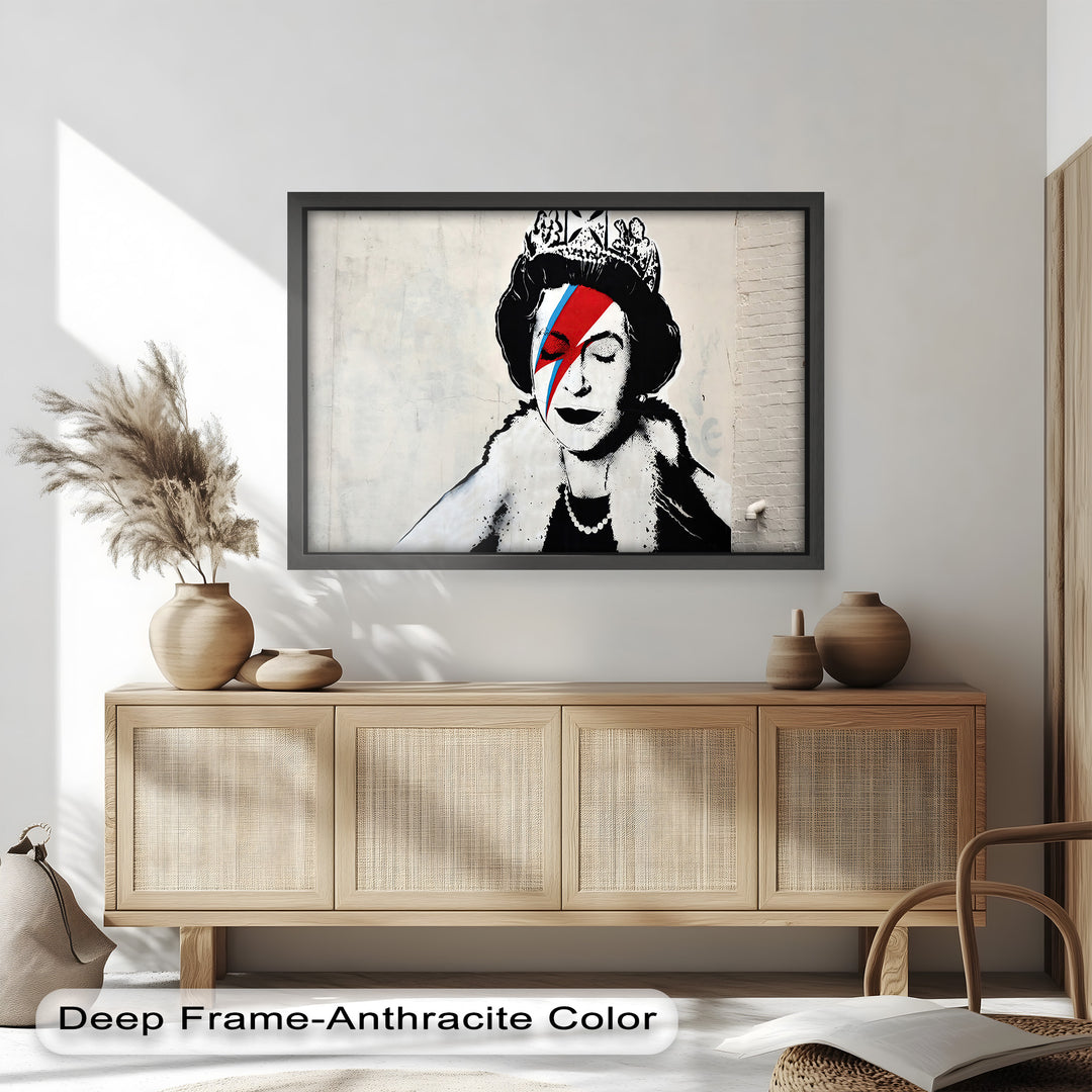 Royal Rebellion – Queen with Bowie Bolt Banksy Oil Painting