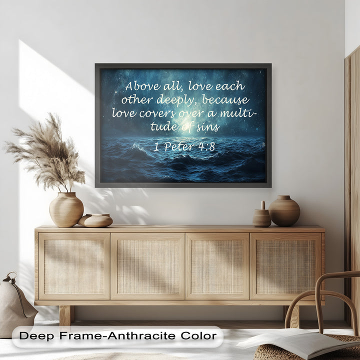 1 Peter 4:8 – Love and Forgiveness Bible Verse Oil Painting