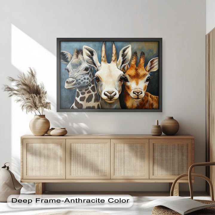 Trio of Giraffes – Animal Oil Painting