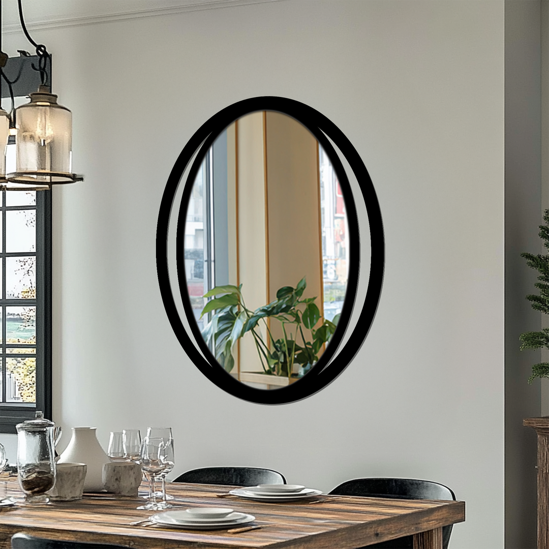 Double Eclipse Oval Wall Mirror – Sleek Modern Dual Frame