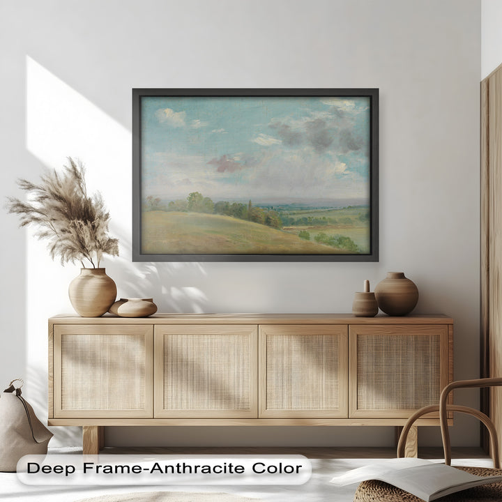 Vintage Landscape Framed Art – Rolling Hills Oil Painting