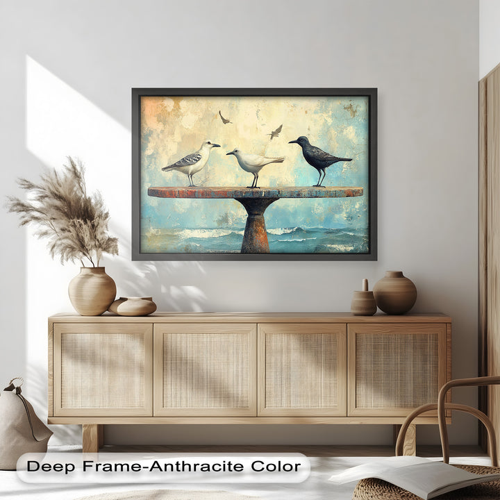 Surreal Birds on Pedestal – Animal Oil Painting