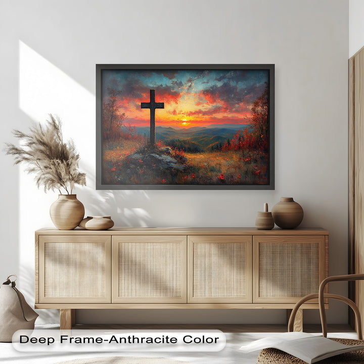 Sonnenuntergangskreuzlandschaft – Malerische Ölgemälde