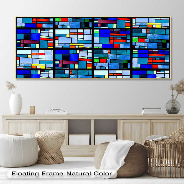 Farbblock-Mosaik-Look Wandkunst – Modernes abstraktes Ölgemälde