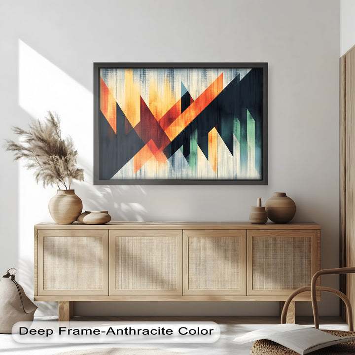 Modern Angular Lines – Bold Geometric Oil Painting