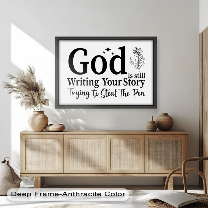 Faith-Inspired Oil Painting – “God is Still Writing Your Story” Religious Wall Art
