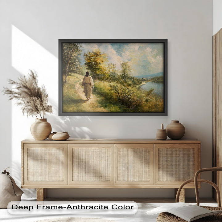 Jesus Walking on Path – Religious Oil Painting