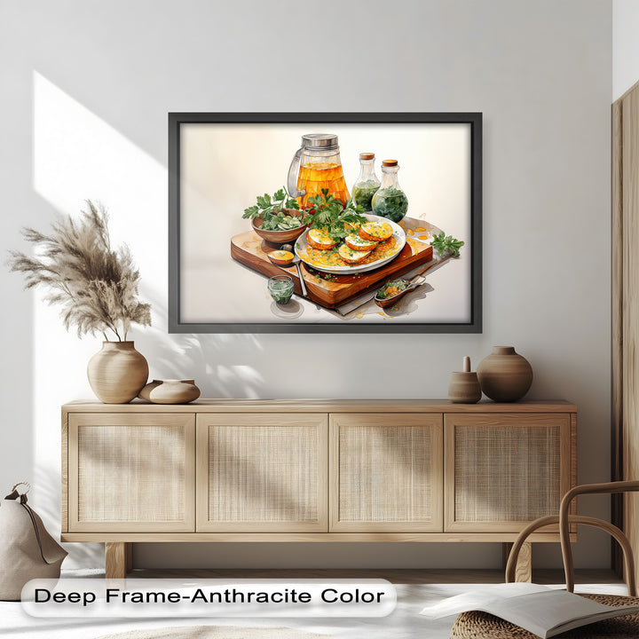 Golden Herb Delight – Rustic Food Still Life Painting
