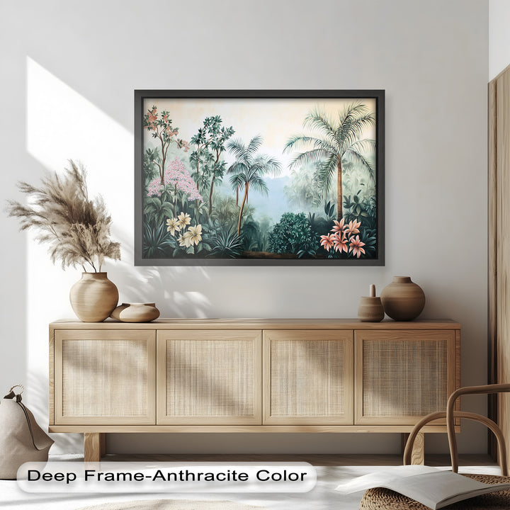 Floral Tropics Oasis – Palm Tree Oil Painting