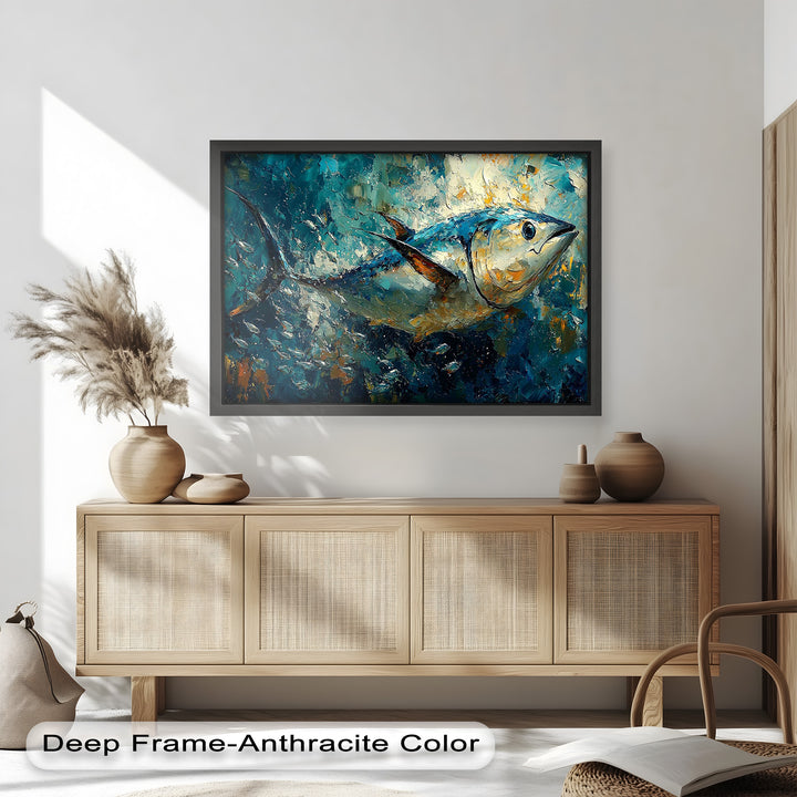 Bluefin Tuna in Ocean Current – Animal Oil Painting