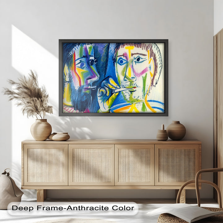 Two Men Smoking by Pablo Picasso – Expressionist Oil Painting