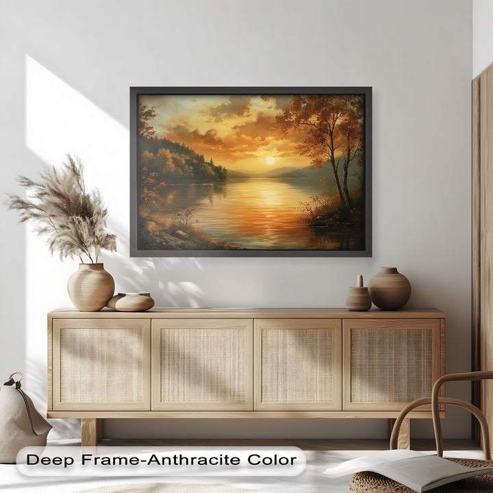 Golden Lake Sunset – Herbstreflexion Hudson River Ölgemälde