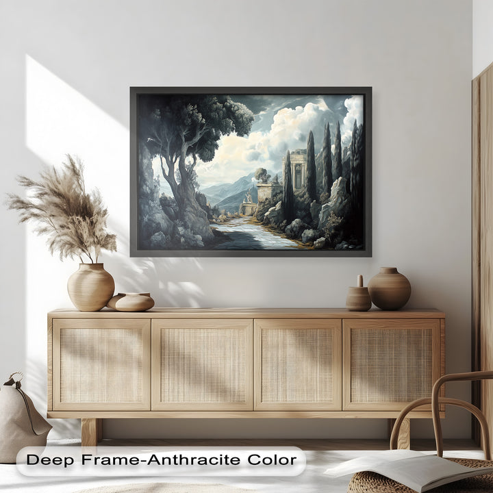 Ancient Pathway to the Temple – Dramatic Classical Landscape Oil Painting