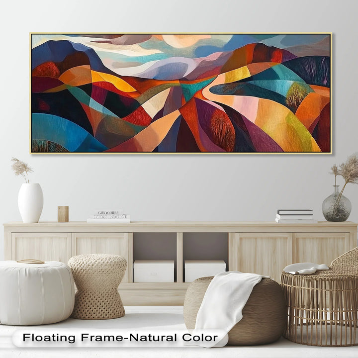 Valley of Vibrance – Geometric Landscape Abstract Oil Painting - MyPhotoStation