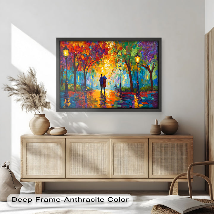 Autumn Radiance – Lovers Under the Colorful Canopy Love Oil Painting