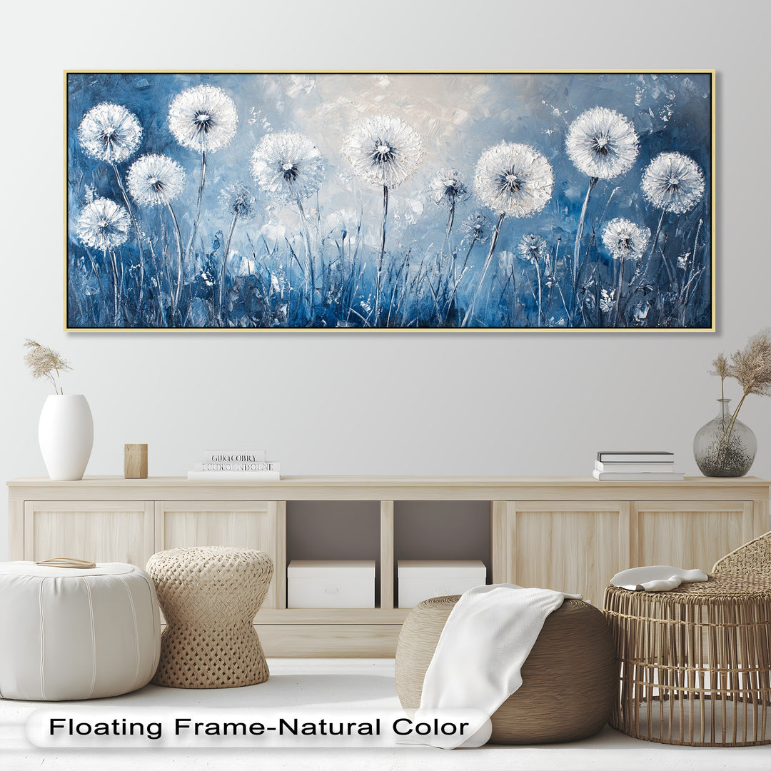 White Dandelion Field Wall Art – Floral Oil Painting