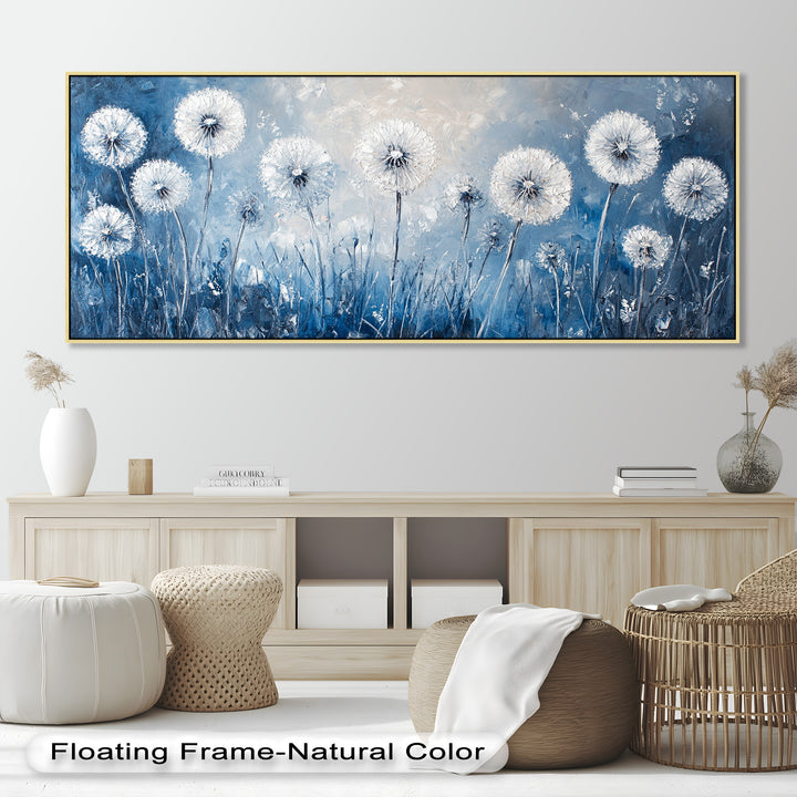 White Dandelion Field Wall Art – Floral Oil Painting