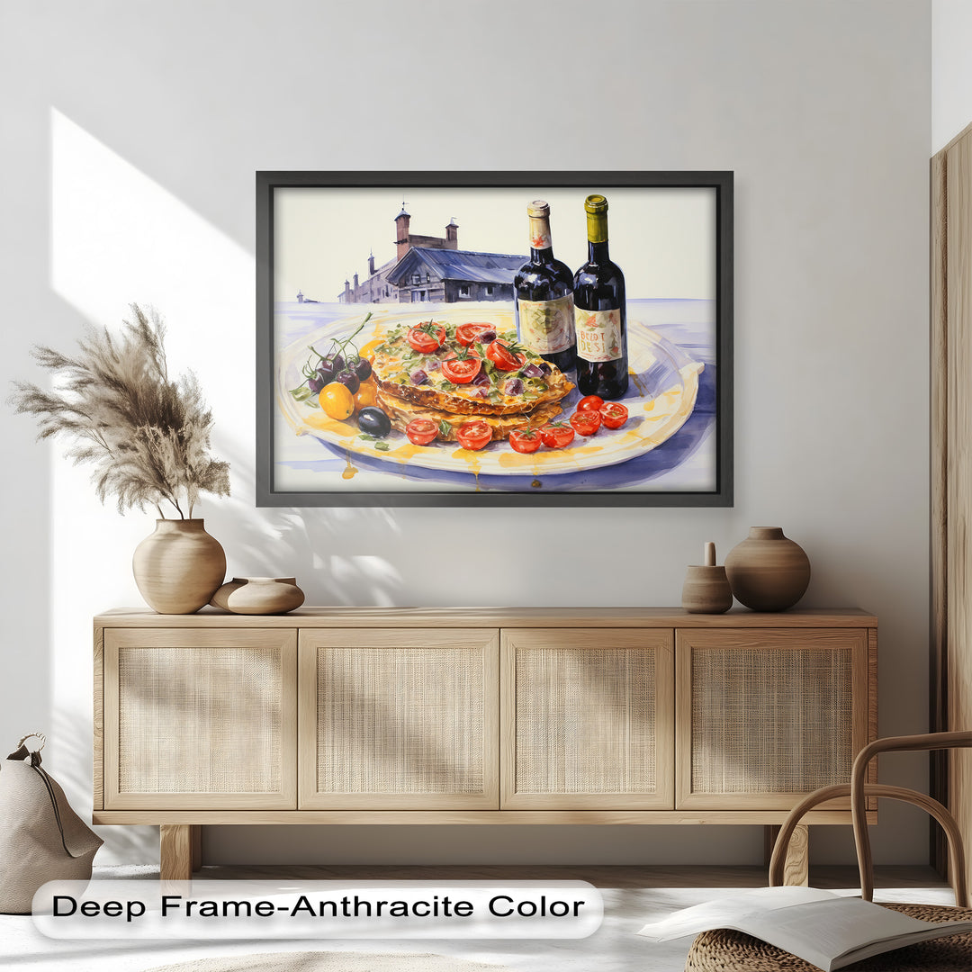 Tuscan Table – Rustic Lasagna and Wine Still Life Food Painting