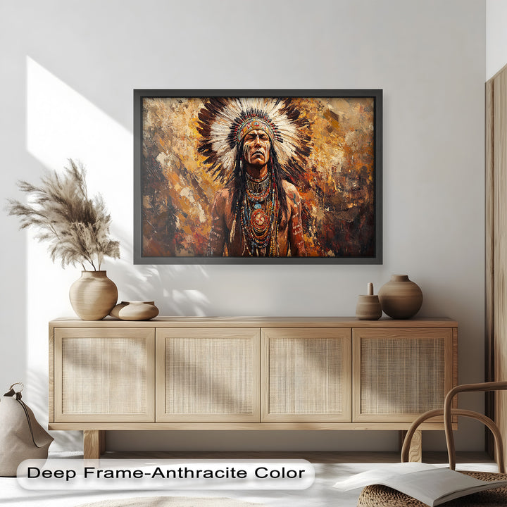 Sacred Flame – Tribal Warrior Portrait Oil Painting
