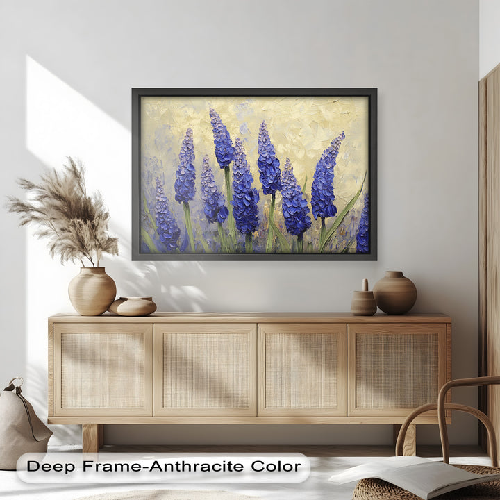Lavender Spires in Bloom – Purple Blossom Flower Oil Painting