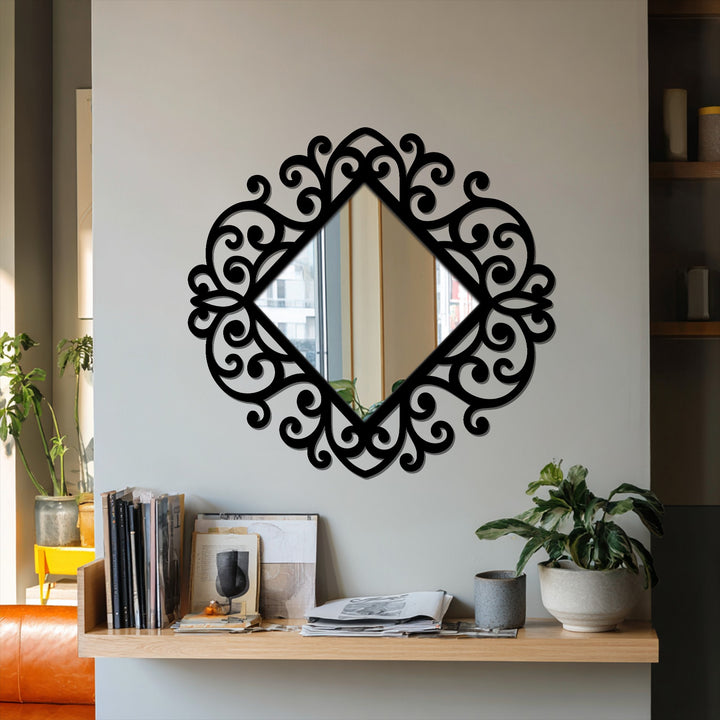 Highlighting the layering effect, the ornamental scrollwork of this Baroque-framed diamond floor mirror creates a distinctive mirror for wall decor look.